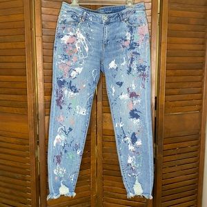 New York and Company Soho Paint Splattered Boyfriend Jeans Women’s Size 8